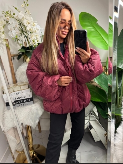 Damska kurtka puchowa oversize typu puffer w kolorze bordowym